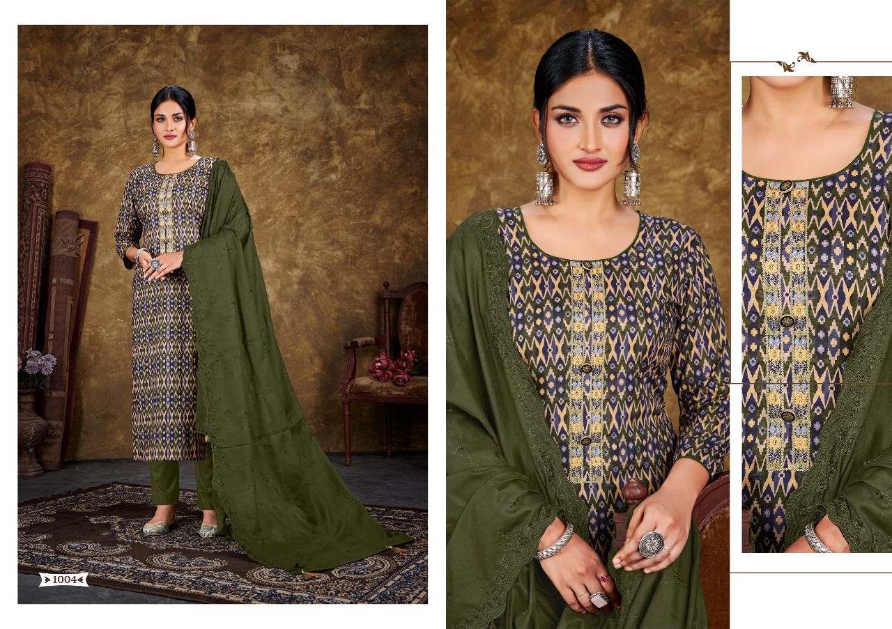 Hermitage Vogue New Fancy Casual Wear Printed Cotton Embroidery Dress Material Collection